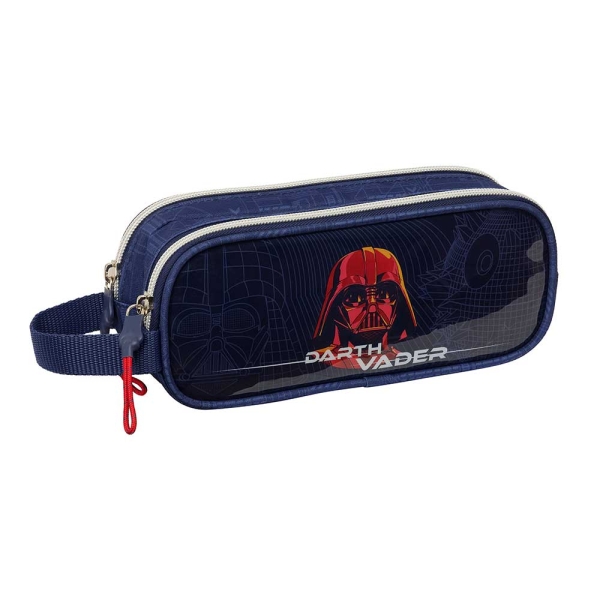 Safta Star Wars Portatodo - 2 Compartimentos con Cremallera - Asa Lateral - Capacidad 1L - 21x8x6cm - Color Azul Marino