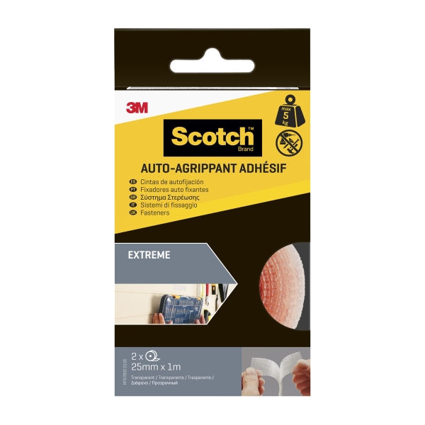 Scotch Extreme Cierres Adhesivos Reposicionables - 25mm x 1 M - Color Transparente