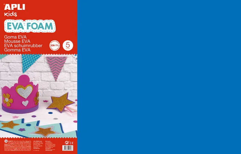 Apli Goma Eva Azul 600x400 - 5 Hojas de Espuma Suave y Flexible para Manualidades y Decoracion