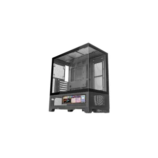 Mars Gaming MC-LCDX Caja Torre ATX - Pantalla IPS de 9.6” Personalizable - Cristal Templado Curvo Continuo - Panel Inferior de Malla Completa - 7 Ranuras de Expansion - 443x475x246mm - Color