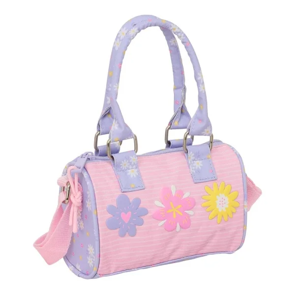 Safta Bouquet Bolso - Cremallera - Interior Forrado - Asas y Bandolera Ajustables - 1.20L - 160x75x100mm - Color Rosa Pastel