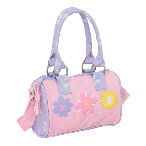 Safta Bouquet Bolso - Cremallera - Interior Forrado - Asas y Bandolera Ajustables - 1.20L - 160x75x100mm - Color Rosa Pastel