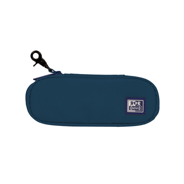 Oxford Kangoo B-Hook Estuche Cofre con Gancho - Bolsillo Interior con Malla - Goma Elastica para Cuadernos - Semirrigido - 21x8x4.8cm - Color Azul Marino