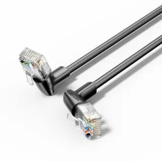 Vention Cable de Red Acodado Cat.6a UTP - Slim - Longitud 3m - Velocidad hasta 10Gbps - 32 AWG - Cubierta de PVC - Color Negro