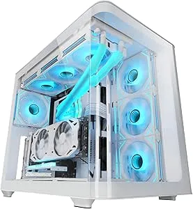Mars Gaming MC-FUSION Caja Torre ATX - Cristal Templado Curvo Continuo - Soporta Refrigeracion Liquida - Capacidad hasta 10 Ventiladores - 7 Ranuras de Expansion - Color Blanco