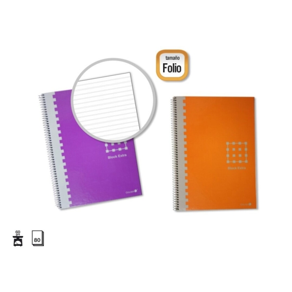 Golden Cuaderno Espiral Folio 80 Hojas 60grs Pautado 3.5mm - Margen Remarcado - Tapa Extradura - Colores Surtidos · Pack de 6 uds.