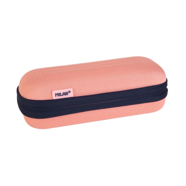 Milan Coleccion 430 Estuche Portatodo Ovalado Semirrigido - Compartimento Interior de Malla - Tejido Resistente a las Roturas y Rasgaduras - Color Rosa