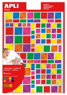 Apli Pack de 732 Gomets Cuadrados - Adhesivo Removible - Acabado Metalizado - Ideales para Escuelas Infantiles - Desarrollo de Habilidades y Creatividad - Colores y Tamaños Surtidos