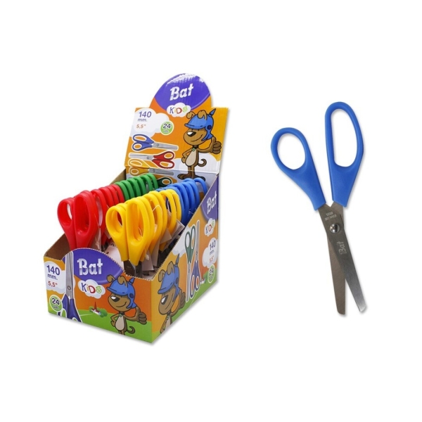 Bismark Bat Tijeras Escolares 13cm - Punta Redonda - Colores Surtidos · Pack de 24 uds.