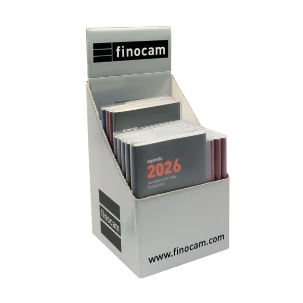 Finocam Expositor con 12 Agendas Planas Min/Coctel Surtidas - Anual 2026 - Color Surtidos