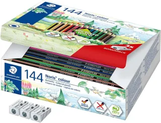 Staedtler Noris Colour 185 Pack de 144 Lapices Hexagonales de Colores - Resistencia a la Rotura - Ideal para Colegios - Colores Surtidos