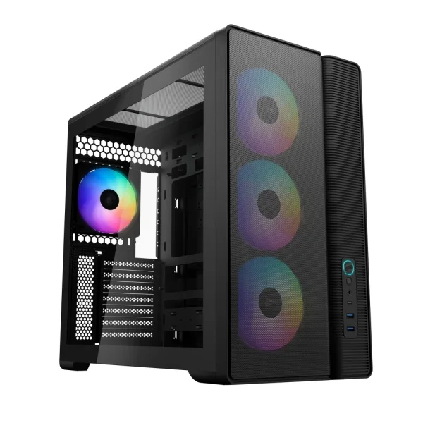 Sama S50 Caja Torre ATX - Lateral Cristal Templado - 2 x USB-A 3.0, 1 x USB-C 3.2 - 1 x Audio 1 x Micro - 4 Ventiladores ARGB - Color Negro