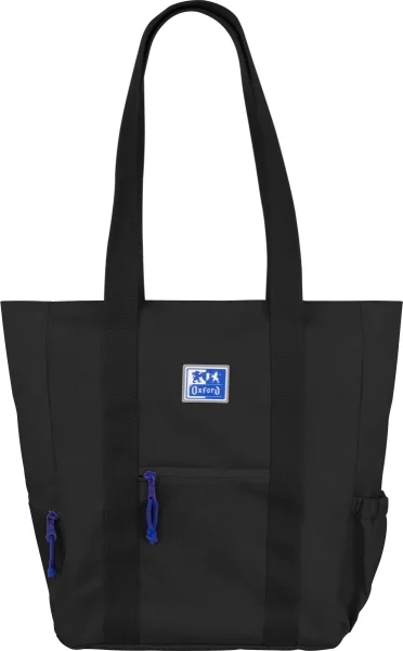Oxford Tote B-Trendy Bolso de Mano - Bolsillo Frontal y Laterales - Compartimento para Portatil/Tablet - Cierre de Cremallera - Tamaño 34x31x12cm - Color Negro