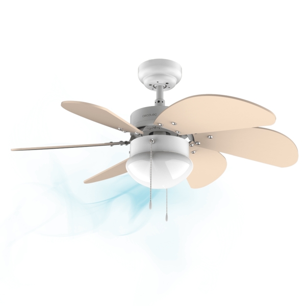 Cecotec EnerySilence Aero 3600 Vision SunLight Ventilador de Techo con 6 Aspas Reversibles y Lampara - 50W - Diametro de 92cm - 3 Velocidades - Modo Invierno - Control por Cadena - Color Amarillo Pastel