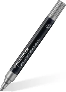 Staedtler Lumocolor 349 Marcador Acrilico Permanente - Trazo 2.4 mm Aprox - Tinta Base de Agua - Color Plata · Pack de 10 uds.