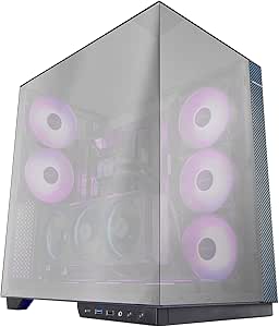 Mars Gaming MC-3GFPRO Caja Torre ATX - 2 Ventiladores ARGB Traseros Preinstalados - Triple Cristal Cromado - Montaje Vertical para Tarjetas Graficas - Soporte para Refrigeracion Liquida hasta 360mm - Acabado en Fibra de Carbono - 420x289x460mm - Color Neg