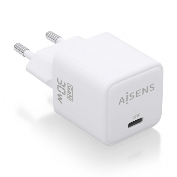 Aisens Cargador Gan USB-C 30W: Eficiencia Energetica y Seguridad - Tecnologia AI - Multiples Protocolos de Carga - Proteccion contra Sobrecarga y Cortocircuito - Compatible con Dispositivos