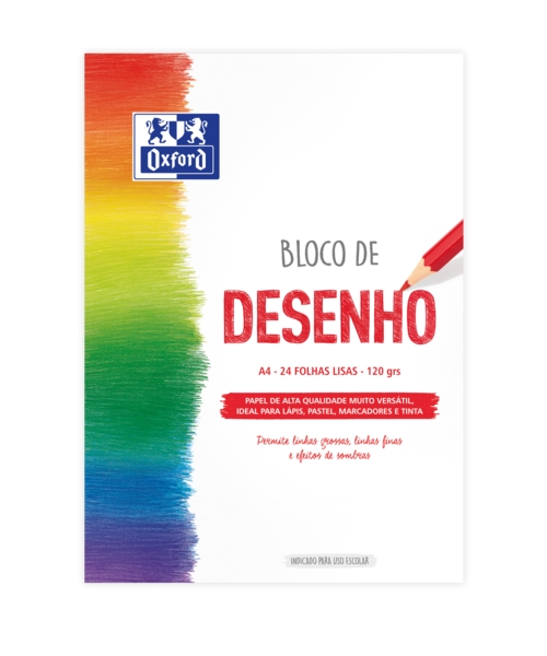 Oxford Dibujo Escolar Bloc Encolado A4 - Tapa Blanda/Contratapa Rigida - 24 Hojas 120gr - Papel Liso · Pack de 5 uds.