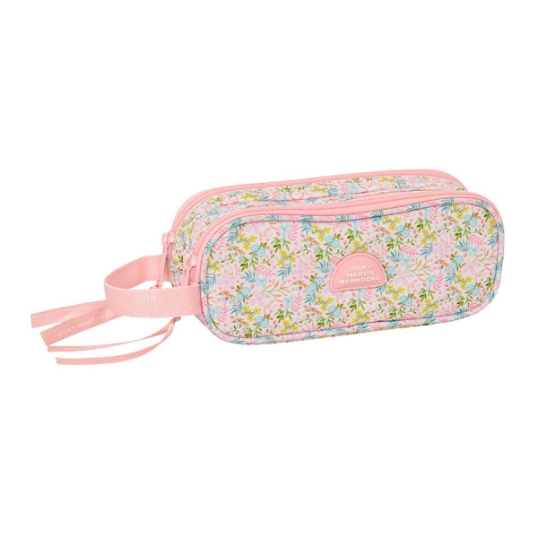 Safta VMB Portatodo - 2 Compartimentos con Cremalleras - Asa Lateral - 1L - 210x60x80mm - Color Rosa