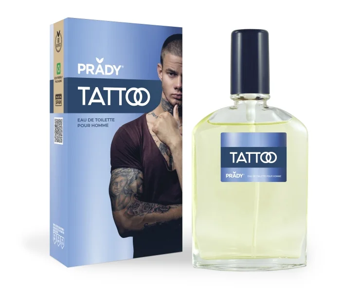 Prady Colonia de Hombre Tattoo - Frasco de 90 ml - Spray Pulverizador