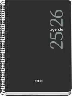 Dohe Esencial Agenda Escolar 25/26 Espiral A5 - Dia Pagina - Papel 70g/m2 - Cubierta en Polipropileno - Color Negro