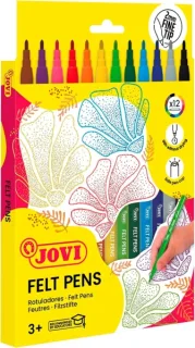 Jovi Pack de 12 Rotuladores - Punta de 2mm - Trazo Fino - Amplia Variedad de Tonos - Tinta de Gran Fijacion - Capuchon de Seguridad Ventilado - Colores Surtidos