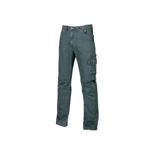 Upower Traffic Pantalon Jeans Stretch - Talla 44 - Ajuste Perfecto, Bolsillos Delanteros Amplios, Bolsillo Lateral para Herramientas, Porta Telefono, Porta Martillo, Costuras Reforzadas - Co