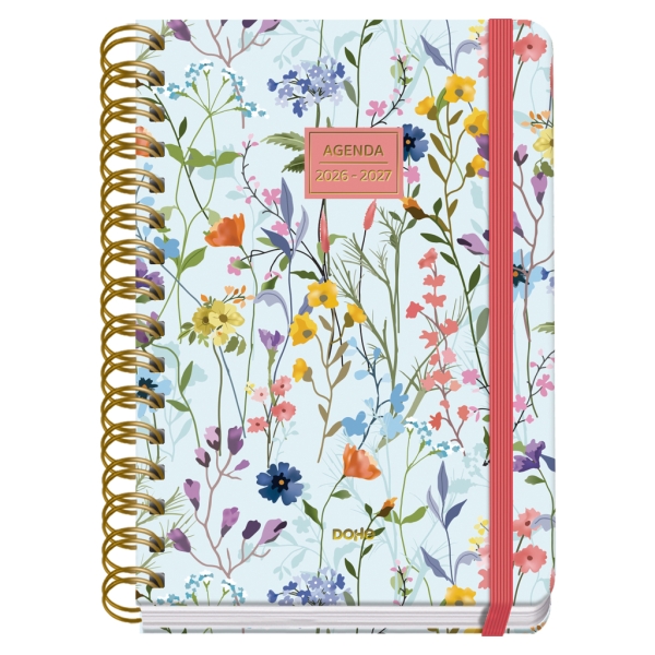 Dohe Premium Eden Agenda Escolar 26/27 - Formato A5 - Dia Pagina - Papel Offset Ahuesado 80g - Cubierta de Carton Plastificado - Espiral Metalica Doble - Goma - 15x21x4cm - Multicolor