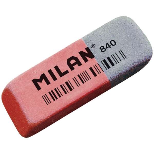 Milan 840 Goma de Borrar Biselada - Doble Uso - Flexible - Miga de Pan - Caucho - Color Rosa/Azul · Pack de 40 uds.