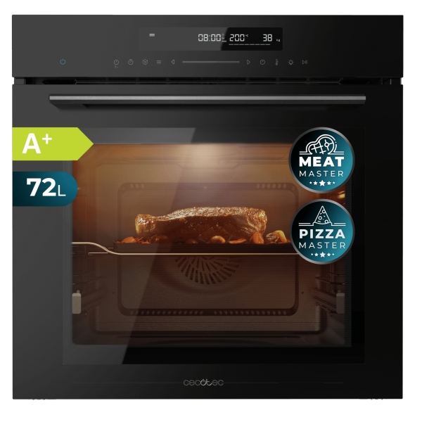 Cecotec Bolero Hexa SM406000 Glass Black A+ Horno Integrable con Microondas - 2900W - Capacidad 72L - Temperatura Regulable - Acero Inoxidable - Guias Telescopicas - Pantalla Tactil - Color