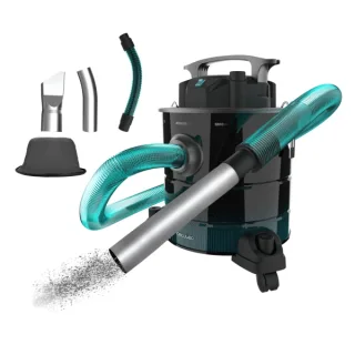 Cecotec Conga Ash 5000 Home Aspirador de Cenizas y Pellet - Potencia de 1200W - Capacidad 20L - Succion 18kPa - Ruedas y Asa - Deposito en Acero Inoxidable - Boquilla de 38mm - Color Negro y