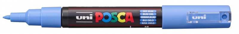 Posca PC-1M Marcador de Pintura - Punta Conica 0.7mm - Linea Fina - Tinta Base al Agua - No Permanente - Resistente a la Luz - Inodoro - Color Azul Cielo · Pack de 6 uds.