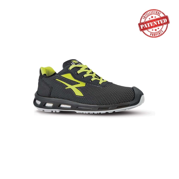 Upower Prime S ESD Calzado de Seguridad - Talla 38 - Puntera AirToe Aluminium, Antipinchazos, Alta Resistencia a la Abrasion, Suela Infinergy, Proteccion S3S CI FO SR - Color Gris Oscuro/Ver