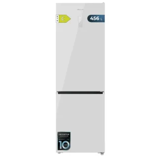 Cecotec Bolero CoolMarket Combi 456 White Glass C Frigorifico Combi - Capacidad 456L - Compresor Inverter - Total Nofrost - Pantalla en Puerta - Frio Envolvente - Clase E - 201x59.5x68cm - C