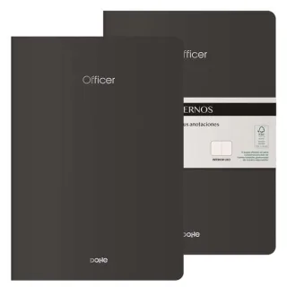 Dohe Officer Cuaderno Notebook A4 40 Hojas Lisas - Papel Ahuesado 90 g/m2 - Tapa en Cartulina 300g/m2 - Color Negro · Pack de 2 uds.
