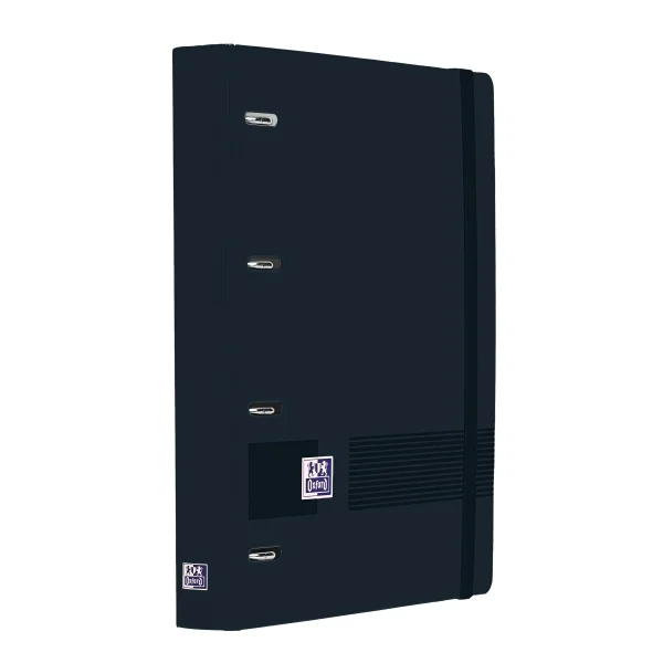 Oxford Europeanbinder Live and Go Carpeta de Anillas - Formato A4+ - Cierre con Goma - Incluye Recambio de 120 Hojas de Linea Horizontal - Color Negro
