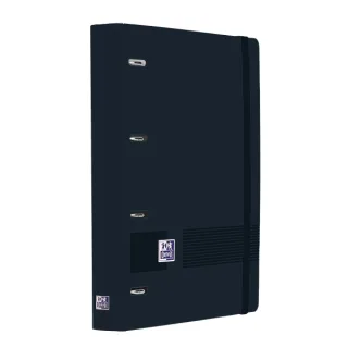 Oxford Europeanbinder Live and Go Carpeta de Anillas - Formato A4+ - Cierre con Goma - Incluye Recambio de 120 Hojas de Linea Horizontal - Color Negro