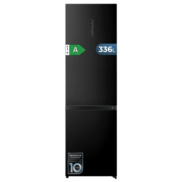 Cecotec Bolero CoolMarket Combi 336 Dark a Frigorifico Combi - Capacidad 336L - Silencioso 35dB - Compresor Inverter - Silencioso - Frio Envolvente - Clase A - 59.5×57.9×201.72cm - Color Neg
