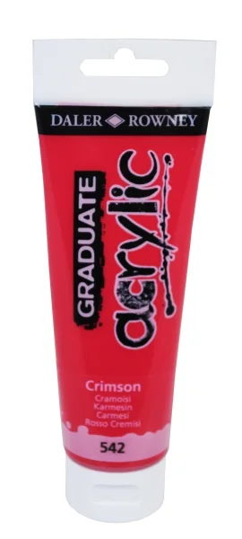 Daler Rowney Graduate Pintura Acrilica - Tubo de Plastico - 120ml - Color Carmesi