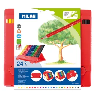 Milan Flexibox Pack de 24 Lapices de Colores - Triangulares - Colores Surtidos