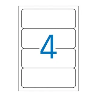 Apli Pack de 100 Etiquetas Rectangulares para Archivo 190x61mm - 25 Hojas por 4 Etiquetas - Adhesivo Permanente - Cantos Romos - Color Blanco