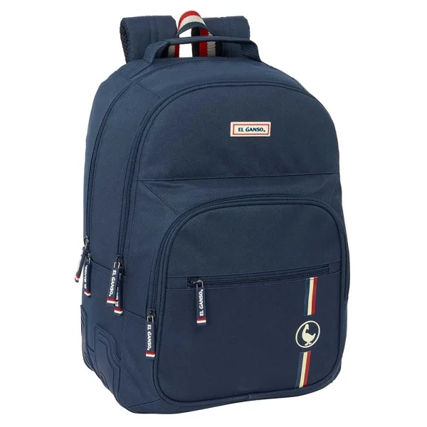 Safta el Ganso Eclipse Mochila con 2 Compartimentos - Cantoneras Antirozaduras - Adaptable a Carro - Bolsillo Frontal - Portabotellas - Hombreras Acolchadas - 320x150x420mm - Color Azul Marino