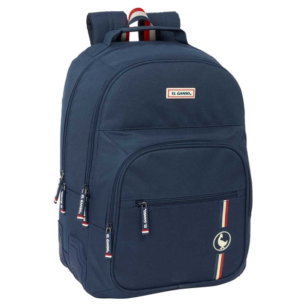 Safta el Ganso Eclipse Mochila con 2 Compartimentos - Cantoneras Antirozaduras - Adaptable a Carro - Bolsillo Frontal - Portabotellas - Hombreras Acolchadas - 320x150x420mm - Color Azul Marino