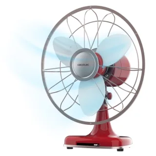 Cecotec EnergySilence 1090 RetroDesk Design Ventilador de Sobremesa con 3 Aspas de EVA - 40W - Diametro de 12" - Minimalista - 3 Velocidades - Oscilacion 80º - Inclinacion Ajustable - Color