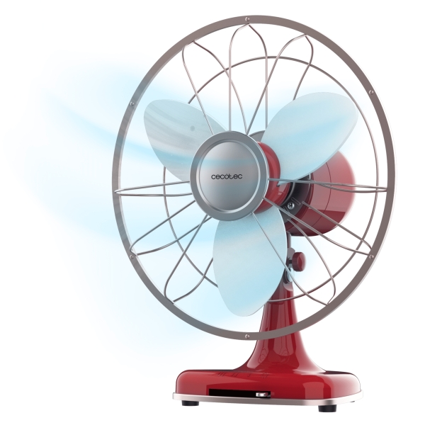 Cecotec EnergySilence 1090 RetroDesk Design Ventilador de Sobremesa con 3 Aspas de EVA - 40W - Diametro de 12" - Minimalista - 3 Velocidades - Oscilacion 80º - Inclinacion Ajustable - Color