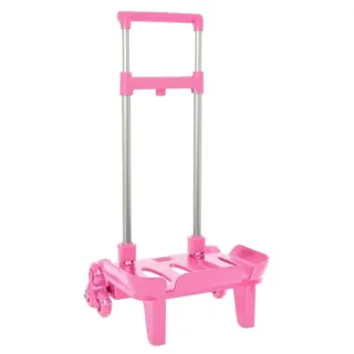 Safta Carro Portamochilas - Ruedas Antivibracion - Cubierta de Goma Transparente - Sujecion Universal - 32x16x44cm - Color Rosa