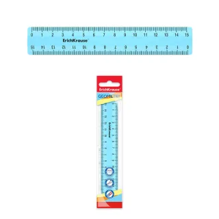 Erichkrause Pastel Regla 15cm - Perfecta para Uso Escolar o de Oficina - Color Azul Pastel