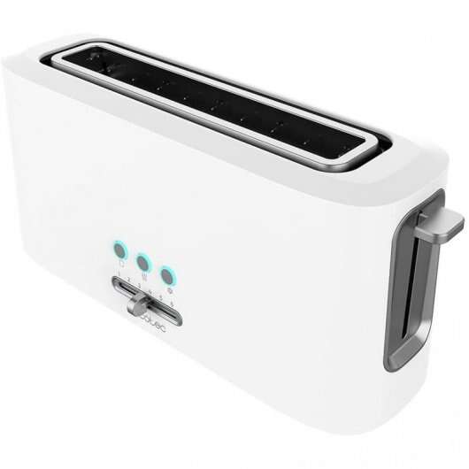 Cecotec Toast & Taste 10000 Extra White Tostadora Electrica 980W - 6 Niveles - 1 Ranura Extraancha - Capacidad para 2 Tostadas - Incluye Soporte Panecillos - Bandeja Recogemigas