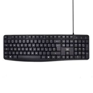 Ewent Teclado con Cable USB - Disposicion Italiana QWERTY IT - Cable de 1.35m - Teclas de Bajo Perfil y Silenciosas - Color Negro