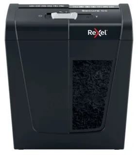 Rexel Secure S5 Destructora de Papel Manual Corte en Tiras P-2 - Destruye hasta 5 Hojas - Capacidad de la Papelera 10L - Color Negro